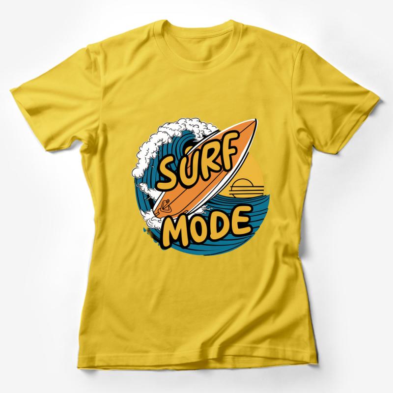 Surf Mode T-Shirt, Ocean Wave Surfboard Tee, Summer Beach Sunset Graphic Shirt, Unisex Casual Top Female T-Shirt