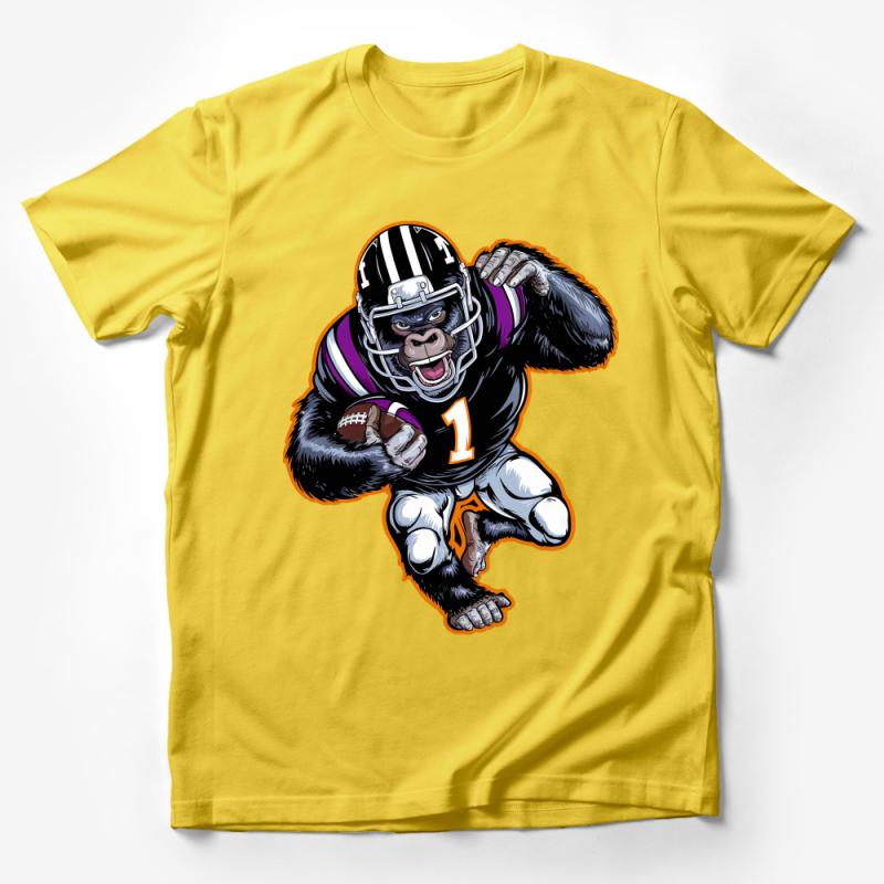 Gorilla Football Player Graphic Tee, Sports Fan T-Shirt, Athletic Mascot Design, Casual Streetwear, Unisex Shirt Male T-Shirt