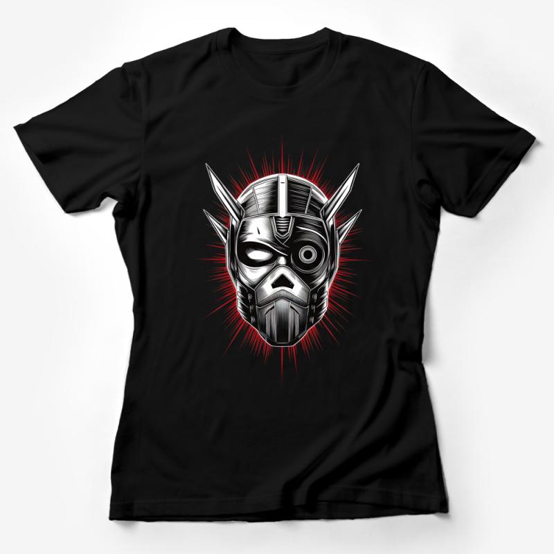 Graphic Robot Face T-Shirt, Futuristic Cyberpunk Tee, Cool Sci-Fi Robot Apparel, Unisex Gift Idea Female T-Shirt