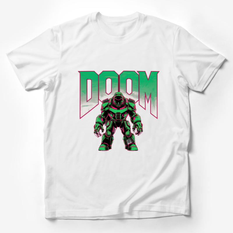 Unique DOOM Inspired Graphic Tee, Green Armor Gaming Shirt, Unisex Sci-Fi T-Shirt, Retro Video Game Apparel, Gift for Gamers Male T-Shirt