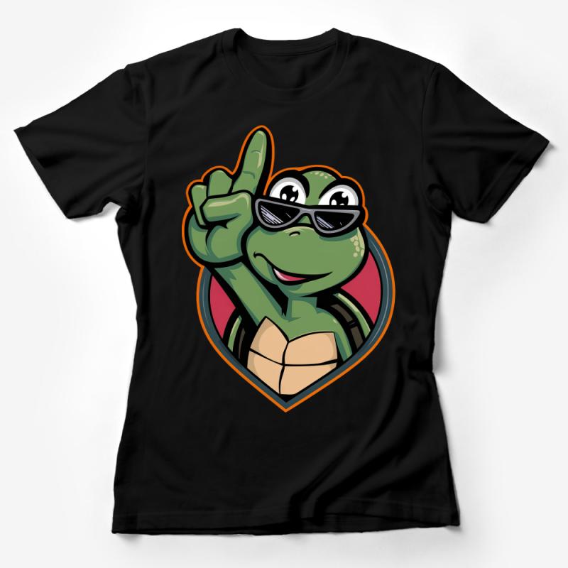 Cool Cartoon Turtle With Sunglasses Heart-Shaped Kids T-Shirt Design Female T-Shirt