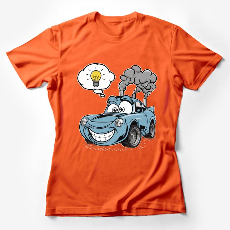 Cartoon Smiling Truck T-Shirt, Fun Kids Lightbulb Moment Graphic Tee, Unique Boys Car Shirt, Creative Design Top Female T-Shirt