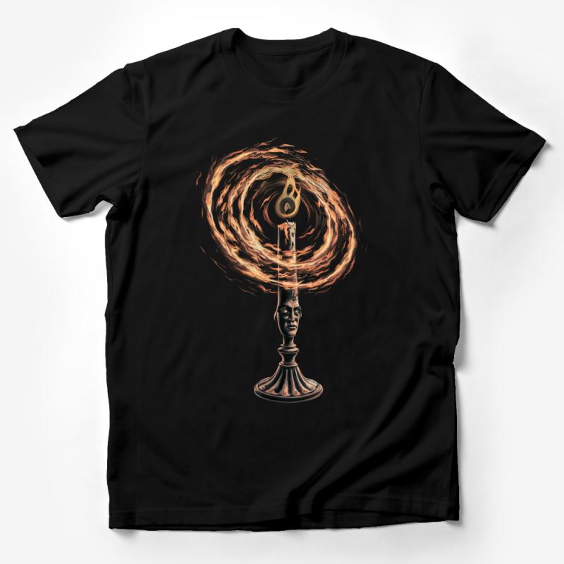 Unique Abstract Candle Head T-Shirt, Artistic Flame Vortex Design, Creative Graphic Tee, Unisex Fashion Shirt, Gift for Art Lovers Male T-Shirt