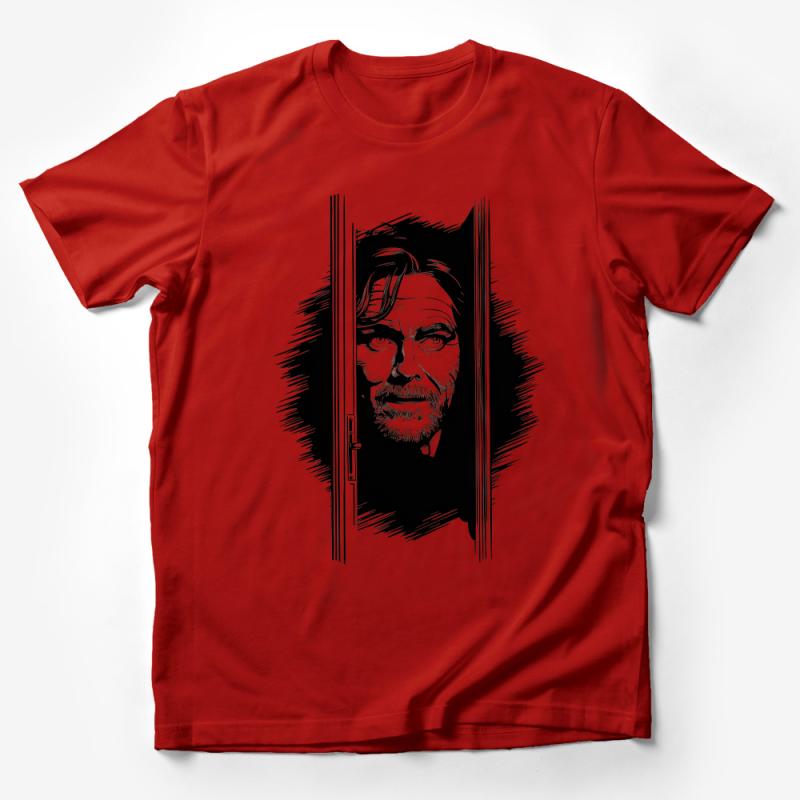 Black and White Graphic Tee, Cool Portrait Art, Men's Fashion T-shirt, Unique Illustrative Design, Casual Streetwear Male T-Shirt