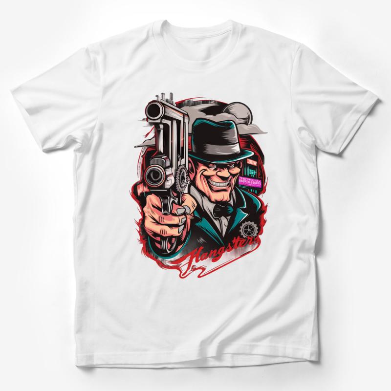 Gangster Cartoon Character T-Shirt, Vintage Style Mafia Boss Tee, Unique Graphic Design Shirt, Cool Retro Streetwear Male T-Shirt
