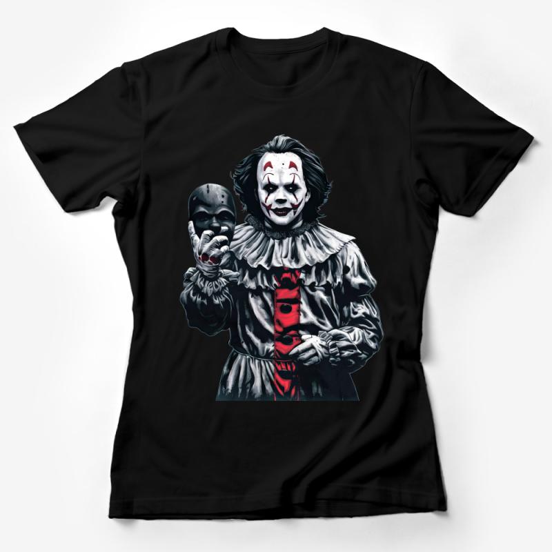 Horror Clown Graphic Tee, Scary Movie Fan Shirt, Unisex Cotton T-Shirt for Halloween, Creepy Party Outfit Top, Gift for Horror Lovers Female T-Shirt