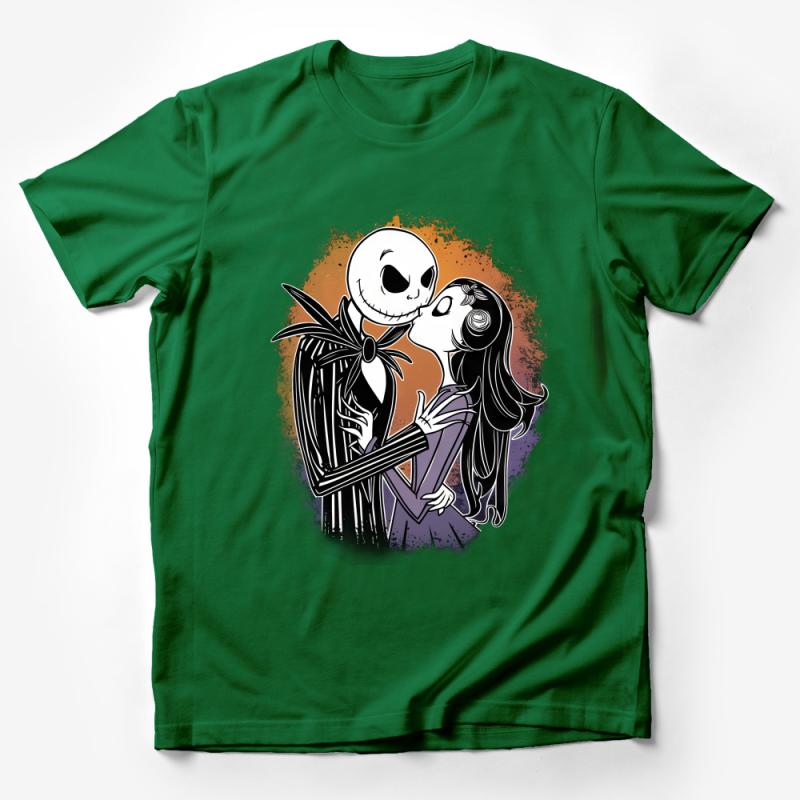 Gothic Romance Skeleton Couple T-Shirt, Whimsical Love and Embrace Design, Unique Gift Idea Male T-Shirt