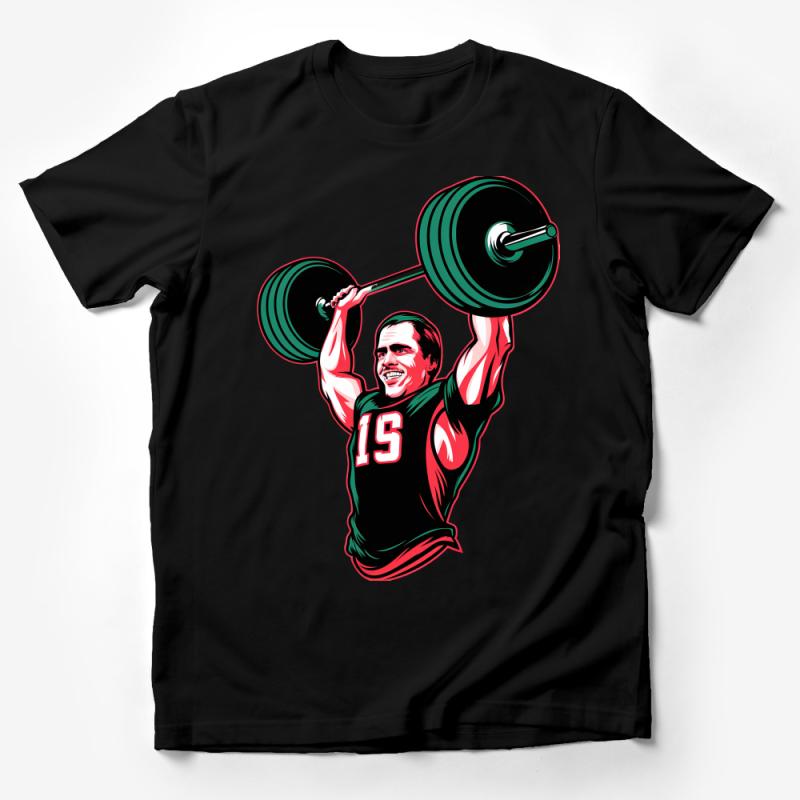 Vintage Style Athletic Man Lifting Barbell Graphic Tee, Inspiring Workout Shirt, Unique Sports Gift Male T-Shirt