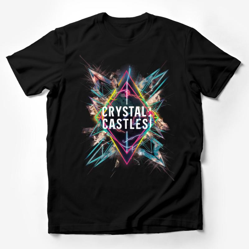 Abstract Crystal Castles Graphic Tee, Colorful Geometric Design, Unisex T-Shirt for Music Lovers Male T-Shirt