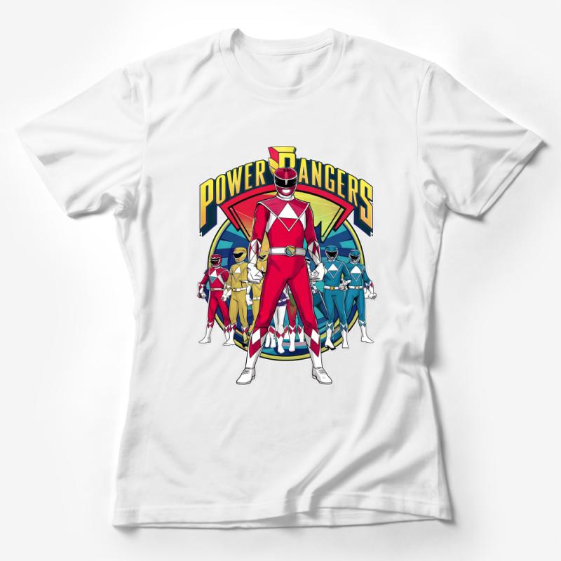Vintage Power Rangers Team T-Shirt, Classic 90s TV Show Graphic Tee, Retro Red Ranger Fan Shirt, Unisex Adult Nostalgic Clothing Gift Female T-Shirt