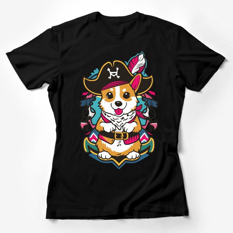 Cute Pirate Corgi T-Shirt, Funny Dog Lover Tee, Graphic Unisex Shirt for Pet Owners, Gift for Him and Her Female T-Shirt