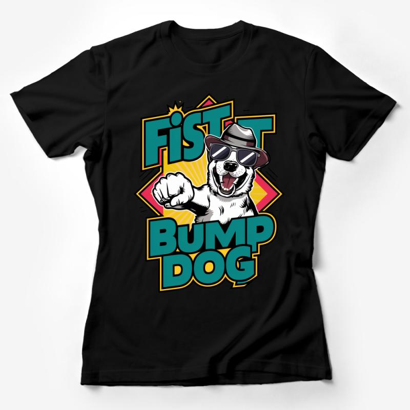 Cool Dog T-Shirt, Fist Bump Dog with Sunglasses, Hipster Canine Tee, Cartoon Animal Shirt, Unisex Graphic Tee, Summer Casual Wear Female T-Shirt