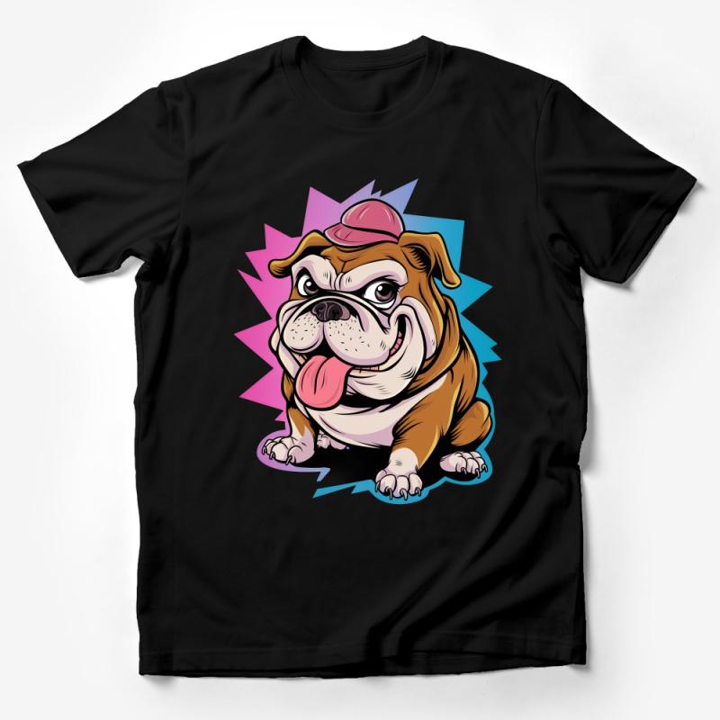 Cartoon Bulldog T-Shirt, Cute Dog Lover Tee, Funny Animal Graphic Shirt, Casual Unisex Apparel, Hipster Pet Illustration Top, Gift Idea Male T-Shirt