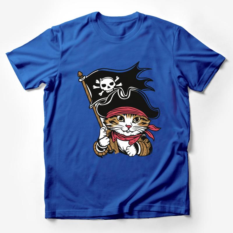 Pirate Cat T-Shirt, Cute Kitten Graphic Tee, Funny Animal Shirt, Pet Lovers Gift, Unique Illustration, Unisex Adult Clothing Male T-Shirt