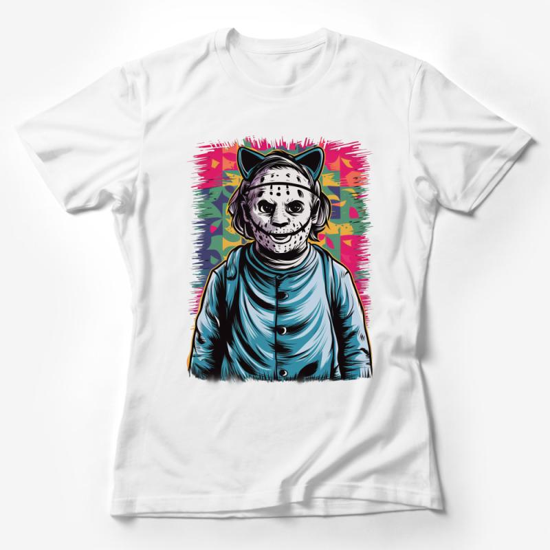 Unisex Pop Art Horror Character Tee, Vibrant Graphic Print T-Shirt, Casual Streetwear, Colorful Unique Fashion Top Female T-Shirt