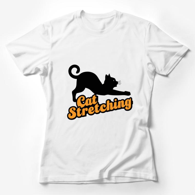 Black Cat Stretching T-Shirt, Cute Feline Yoga Pose Tee, Cat Lover Casual Wear, Unisex Graphic Shirt for All Ages Female T-Shirt