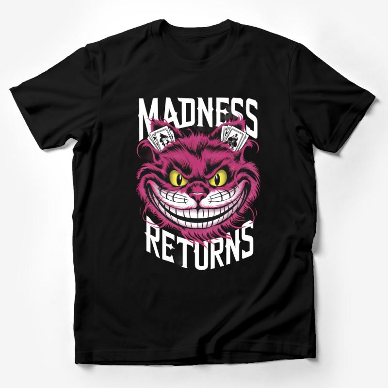 Whimsical Cheshire Cat T-Shirt, Fantasy Feline Graphic Tee, Madness Returns, Unisex Male T-Shirt