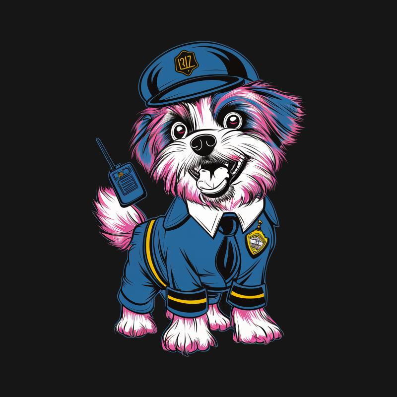 Kids Police Dog T-Shirt, Cartoon Officer Pup Graphic Tee, Cute Police Costume Shirt, Boy's Policeman Birthday Gift, Unique Toddler Top Female T-Shirt