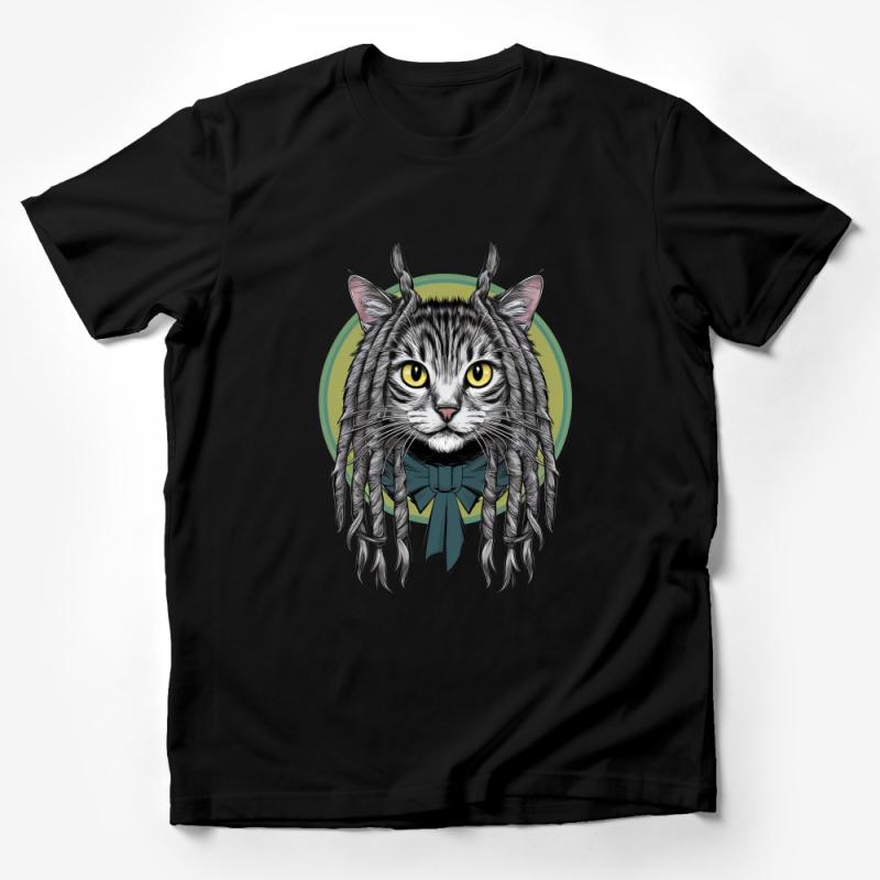 Whimsical Cat Shirt, Funny Feline with Bow Tie, Whisker Art Tee, Unique Cat Lover Gift, Quirky Animal Graphic T-Shirt, Unisex Clothing Male T-Shirt