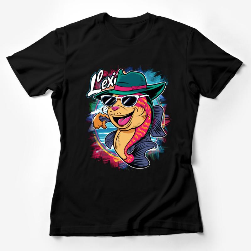 Cool Cat with Hat and Sunglasses T-Shirt, Funky Feline Graphic Tee, Stylish Hipster Cat Shirt, Unisex Female T-Shirt