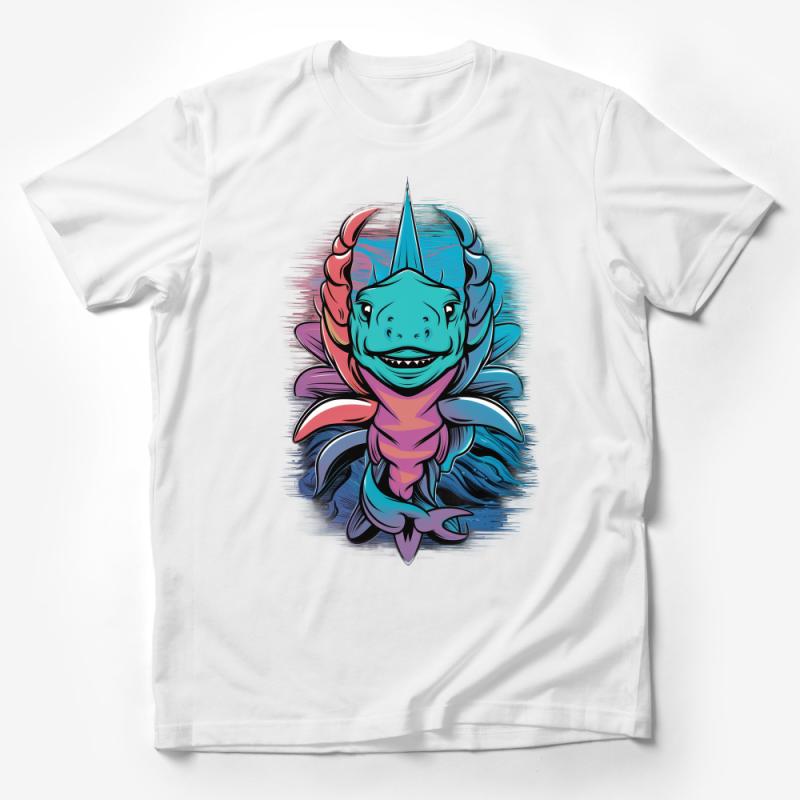 Colorful Shark Cartoon Graphic T-Shirt, Unisex Fun Ocean Theme Tee, Vibrant Casual Streetwear, Gift for Shark Lovers Male T-Shirt