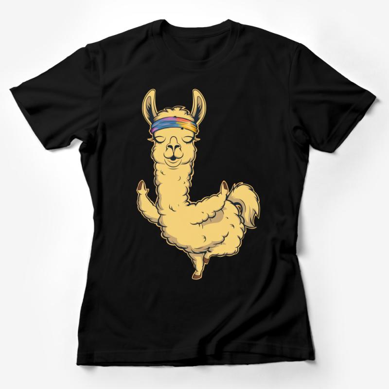 Yoga Llama T-Shirt, Cute Alpaca Graphic Tee, Funny Animal Shirt, Casual Unisex Top, Boho Style Comfort Wear, Gift for Llama Lovers Female T-Shirt