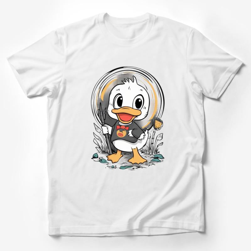Cute Duck Cartoon T-Shirt, Unisex Duck Lover Tee, Comfy Cotton Graphic Shirt, Gift for Bird Enthusiasts Male T-Shirt
