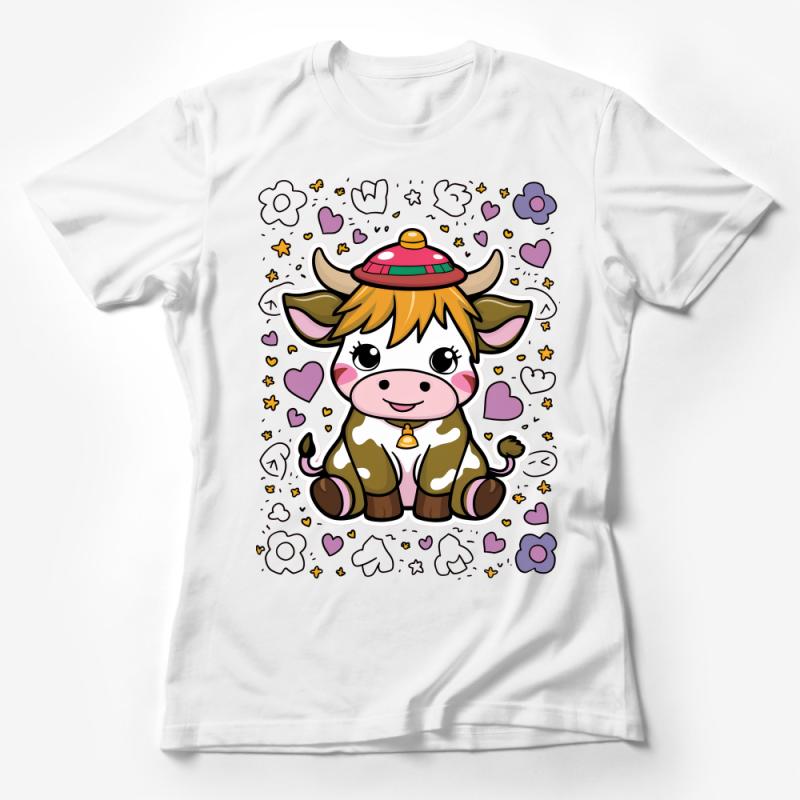 Kids Cute Space Cow T-Shirt, Whimsical UFO Cartoon Animal Tee, Unisex Children's Clothing, Space-Themed Birthday Gift Idea Female T-Shirt