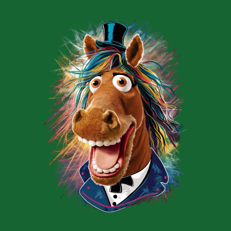 Funky Horse Graphic Tee, Colorful Animal in Suit, Whimsical T-Shirt, Unisex Party Animal Shirt, Unique Gift for Friends Female T-Shirt