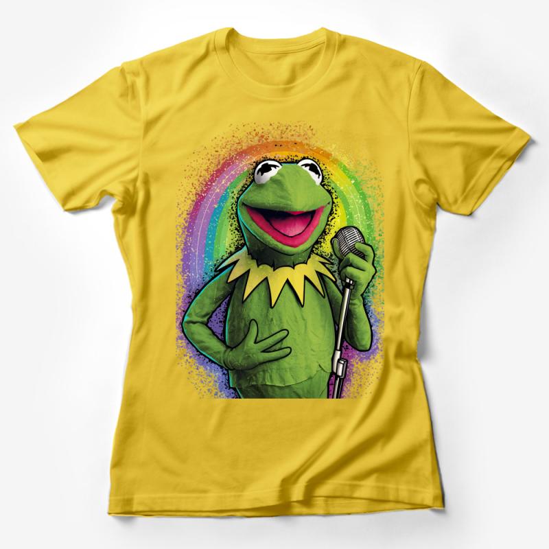 Vibrant Cartoon Frog T-Shirt, Colorful Animal Character Tee, Retro Style Rainbow Graphic Shirt, Unisex Casual Top, Music Lover Gift Female T-Shirt