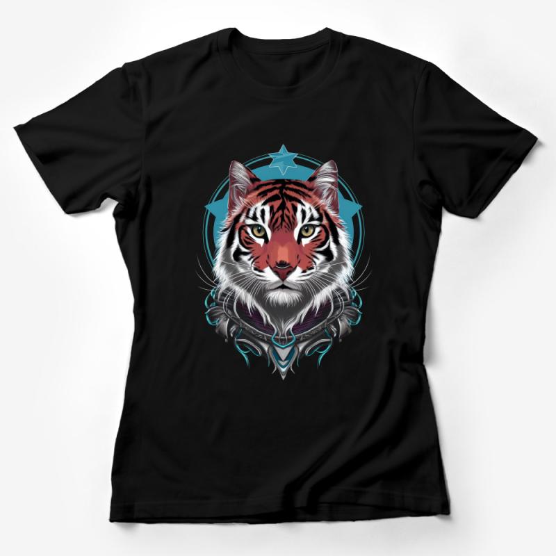 Tiger Face Graphic Tee, Animal Art T-Shirt, Unisex Nature Inspired Top, Wildlife Casual Wear, Unique Design Shirt Female T-Shirt