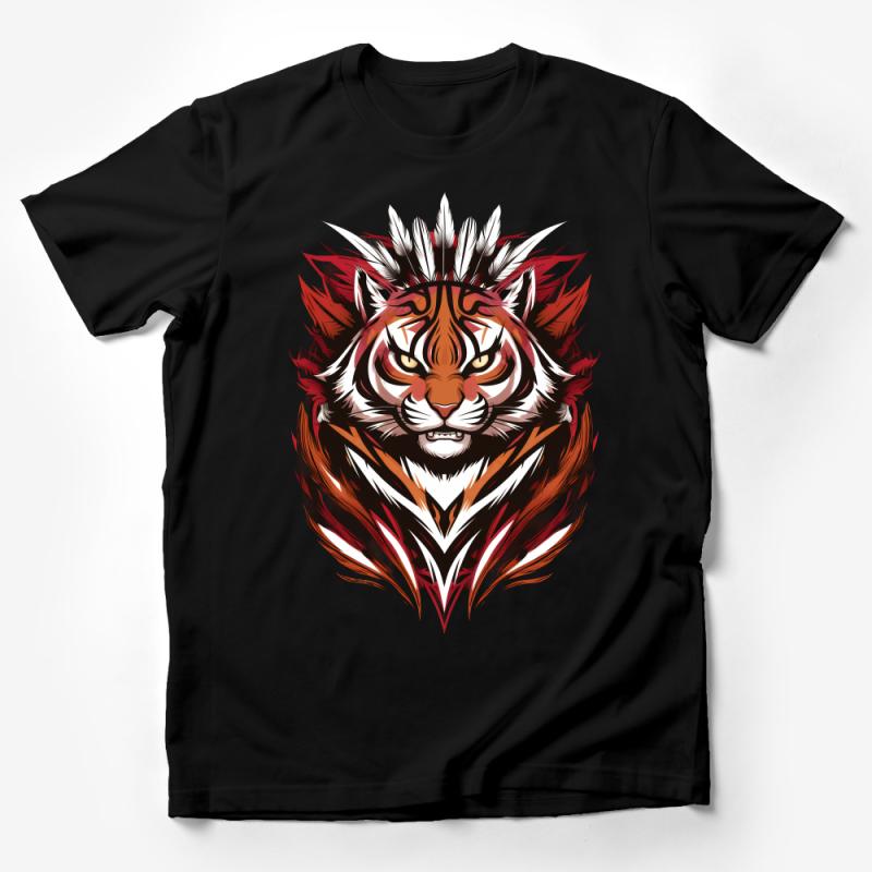 Fierce Tiger Graphic Tee, Wild Animal Face Illustration, Unisex T-Shirt, Bold Nature-Inspired Shirt, Modern Wildlife Art, Fashion Tee Male T-Shirt