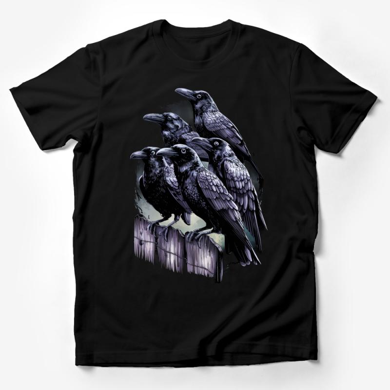 Gothic Raven T-Shirt, Black Bird Tee, Men's Women's Unisex, Dark Aesthetic Shirt, Nature Inspired Graphic Top, Unique Bird Lover Gift Male T-Shirt