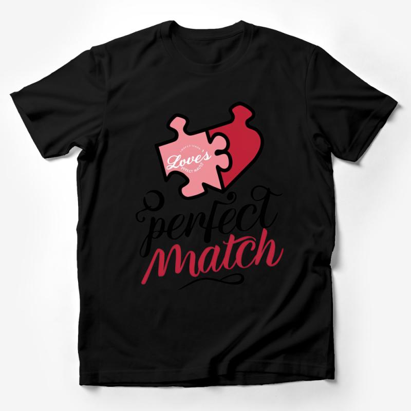Couples Matching T-Shirt, Love's Perfect Match Puzzle Piece Tee, Romantic Graphic Shirt, Valentine's Day Gift Male T-Shirt