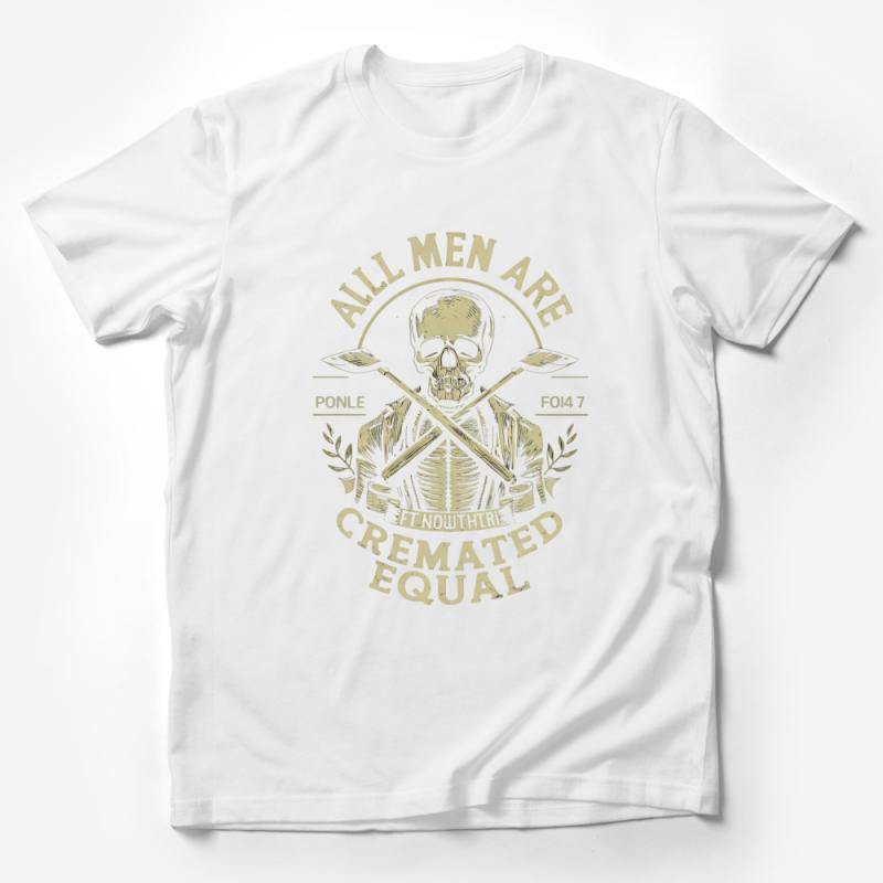All Men Are Cremated Equal Skull T-Shirt, Vintage Graphic Tee, Unisex Statement Shirt, Goth Aesthetic, Skull and Crossbones Male T-Shirt