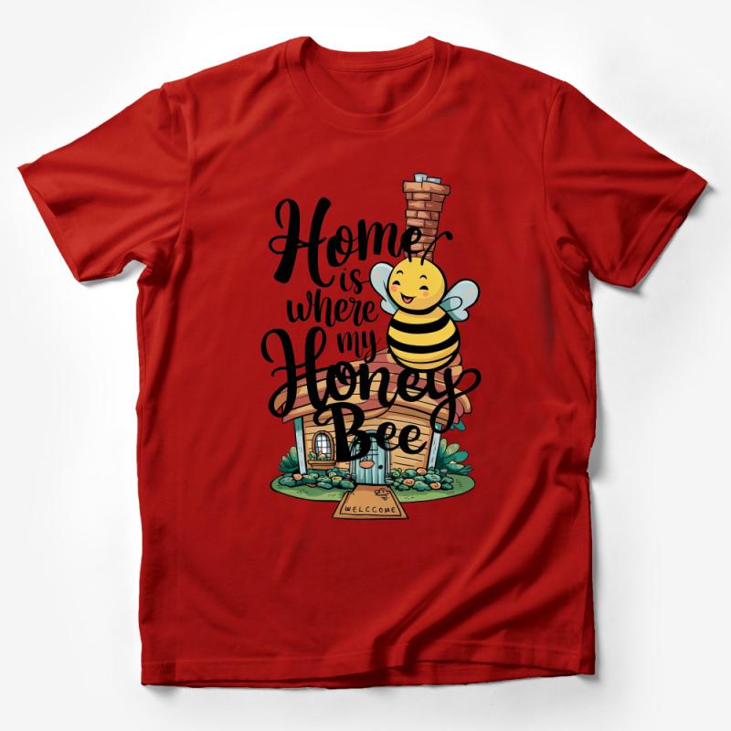 Home is Where My Honey Bee Cute Bee Graphic T-Shirt, Welcome Hive Design, Unisex Comfort Tee Male T-Shirt