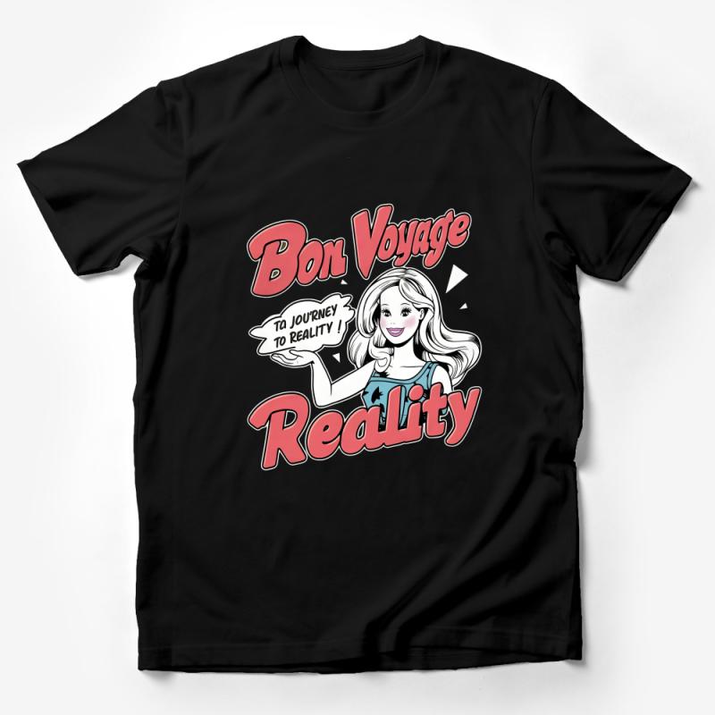 Bon Voyage Reality Graphic Tee, Women's Travel T-Shirt, Quirky Adventure Shirt, Fun Casual Top, Unique Gift for Travelers Male T-Shirt