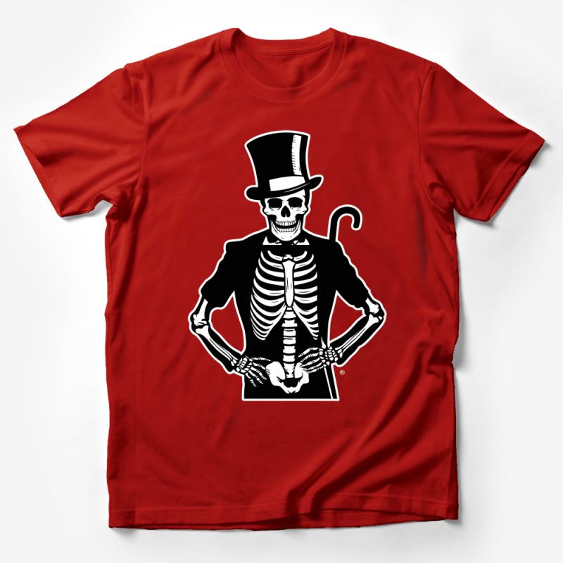Gothic Skeleton Gentleman T-Shirt, Spooky Chic Top Hat Skull, Halloween Fashion Tee, Unique Gothic Clothing, Macabre Style Shirt Male T-Shirt