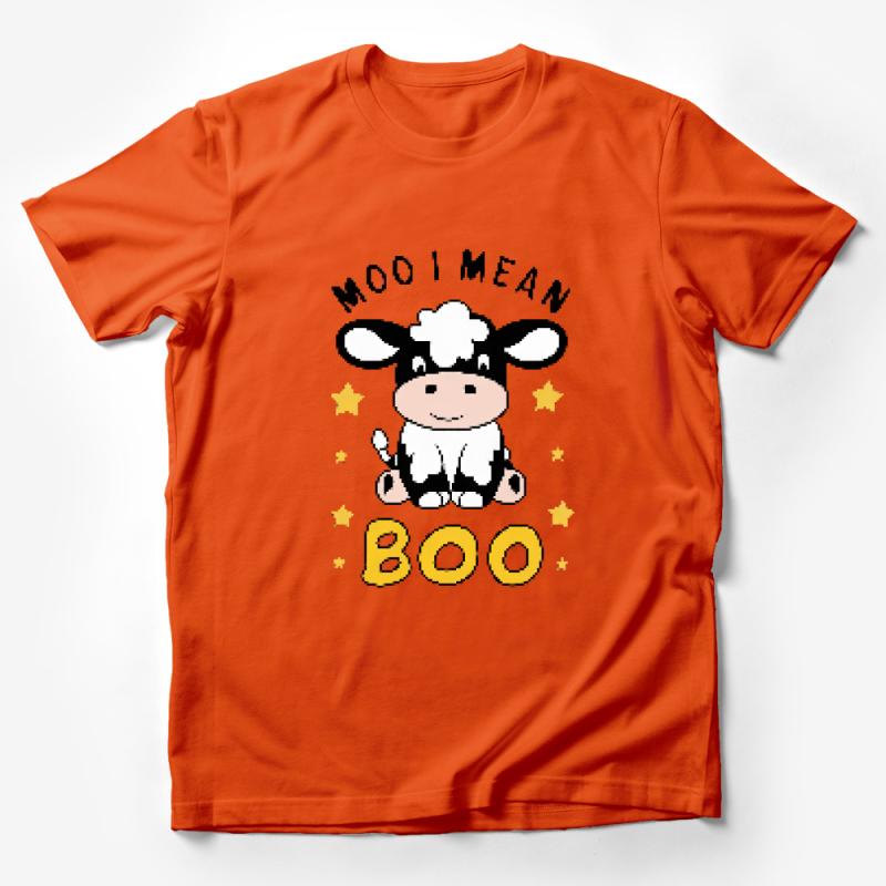 Cute Cow Moo I Mean Boo Halloween T-Shirt, Spooky Cartoon Animal Tee, Fun October Festival Shirt for Kids and Adults Male T-Shirt
