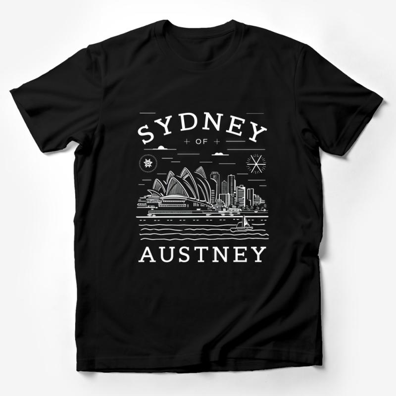 Sydney Australia Line Art T-Shirt, Minimalist City Skyline Graphic Tee, Unisex Travel Souvenir Top Male T-Shirt
