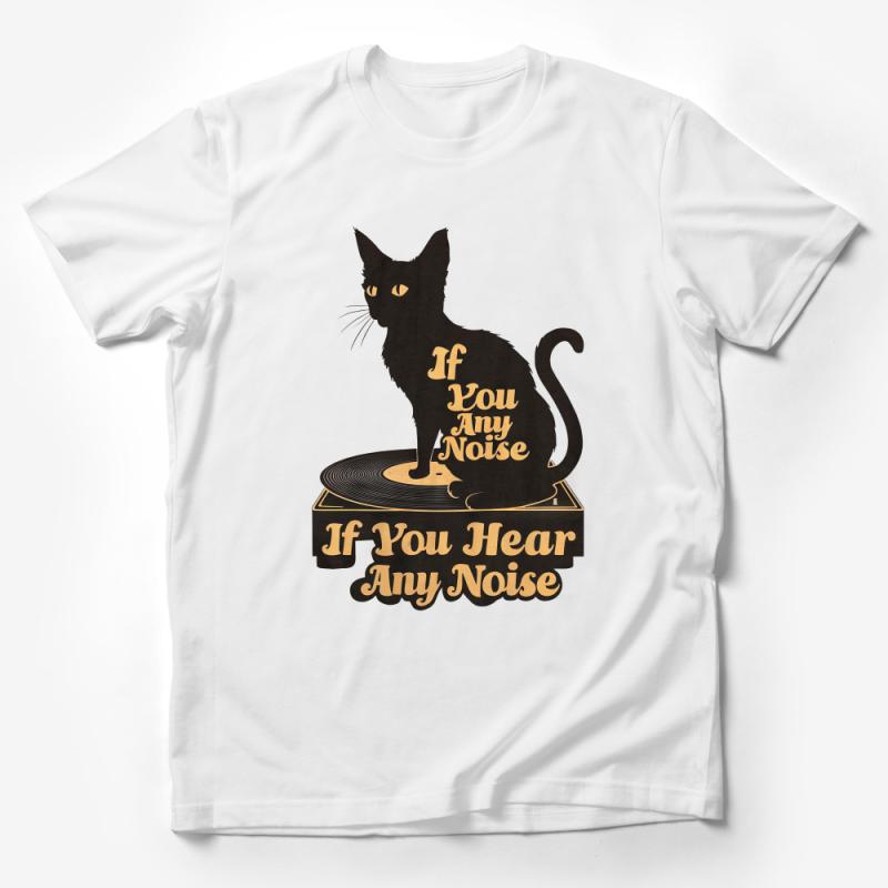 Black Cat Vinyl Record T-Shirt | Music Lover Graphic Tee | Cat Lover Gift | Unique DJ Tee | Vintage Style Shirt Male T-Shirt