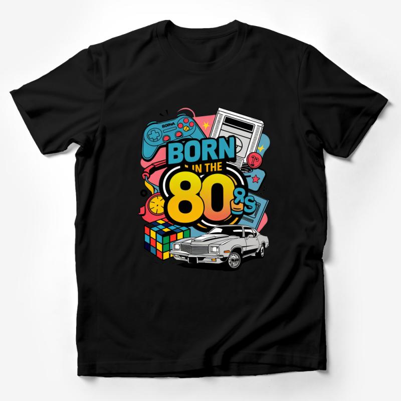 Born in the 80s Retro Tee, Vintage Gaming and Car Graphic T-Shirt, Colorful 1980s Pop Culture Shirt, Unisex Nostalgia Tee Male T-Shirt