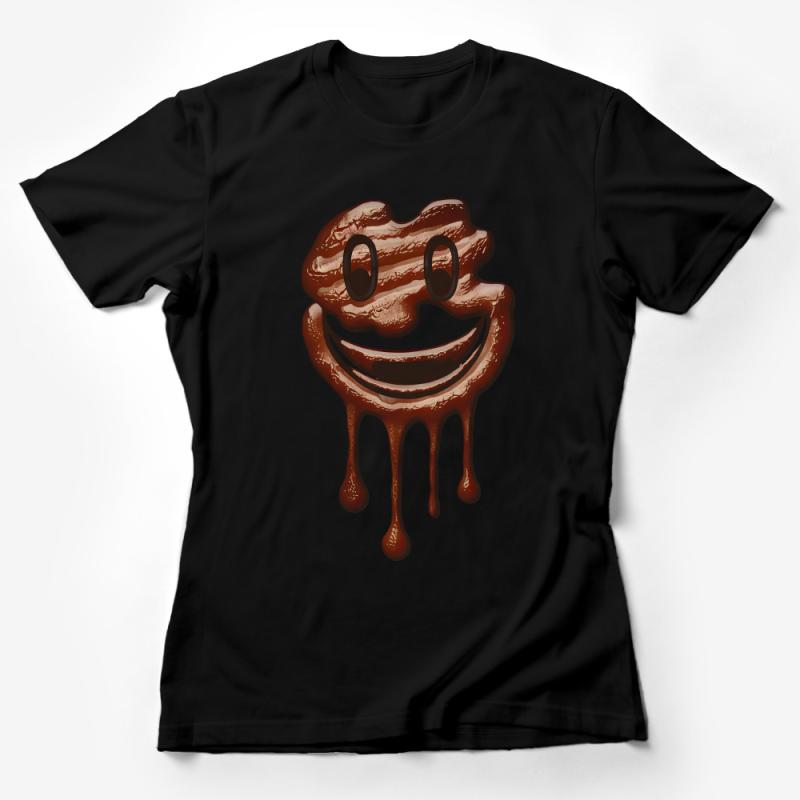 Funny Chocolate Ice Cream Drip Smile Face Unisex T-Shirt, Quirky Food Graphic Tee, Casual Streetwear Top, Gift for Sweet Tooth Female T-Shirt