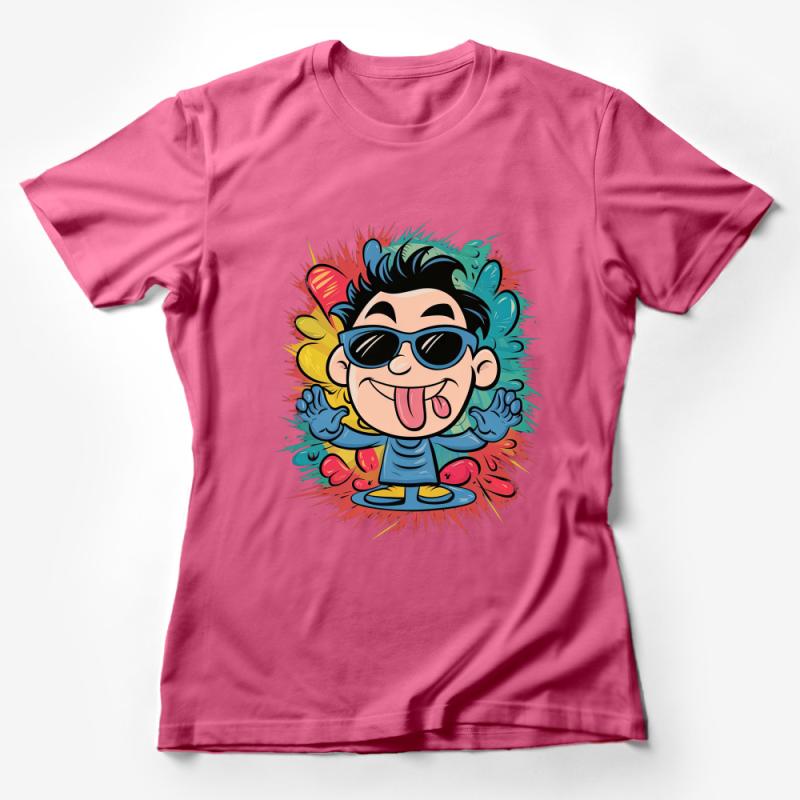 Colorful Cartoon Character T-Shirt, Fun Graphic Tee, Vibrant Illustration, Unisex Casual Wear Female T-Shirt
