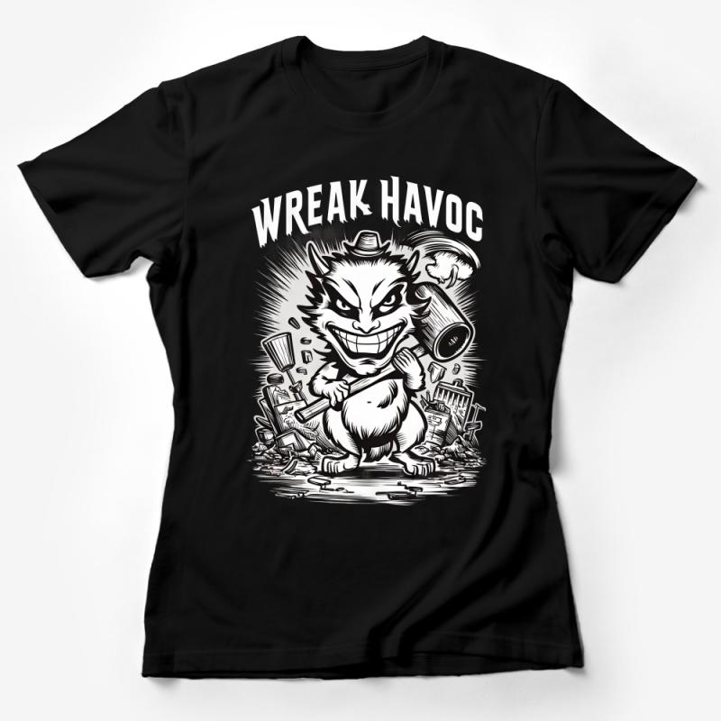 Men's Wreak Havoc Cartoon T-Shirt, Funny Villain Character, Urban Streetwear, Graphic Tee, Unique Illustration, Cool Gift Idea Female T-Shirt