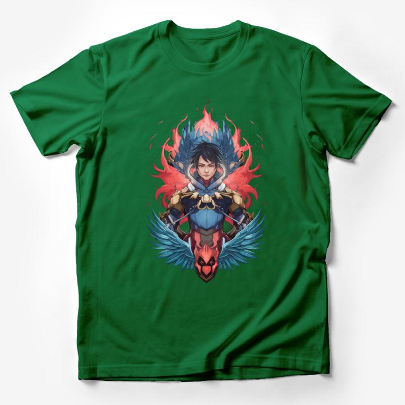 Fantasy Warrior Fire Phoenix Graphic Tee, Unisex T-Shirt, Unique Art Design, Cool Gamer Shirt Male T-Shirt
