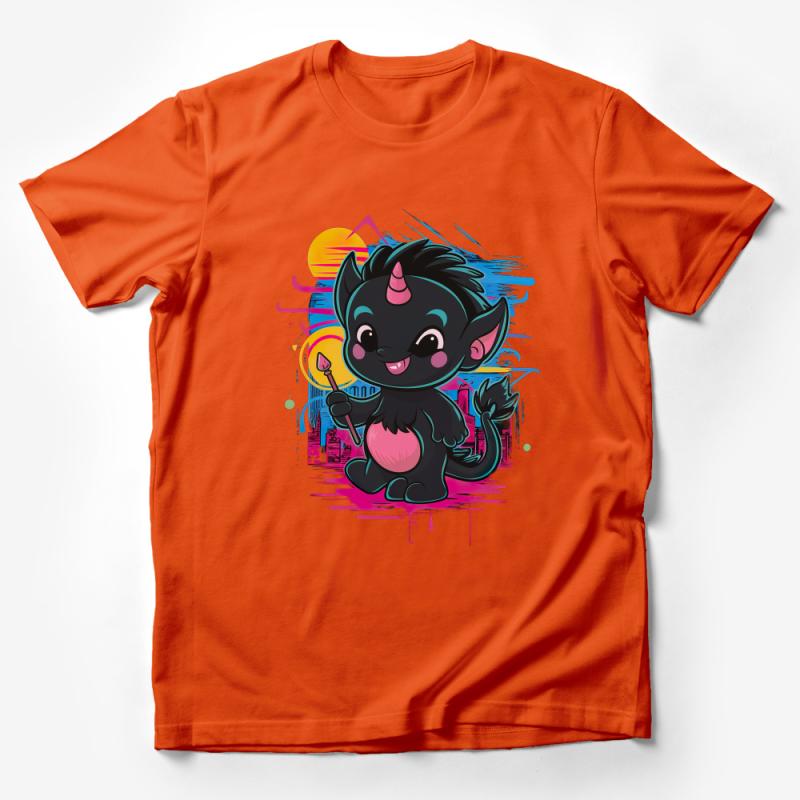 Cute Unicorn Bat T-Shirt, Vibrant Cartoon Fantasy Creature Tee, Urban Art Style Colorful Apparel, Gift for Fantasy Lovers Male T-Shirt