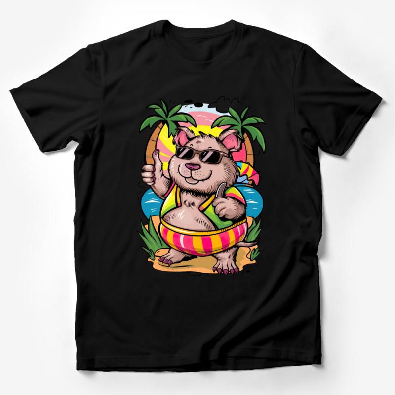Tropical Bear T-Shirt, Beach Party Animal Tee, Funny Summer Vacation Shirt, Unisex Graphic Tee Male T-Shirt