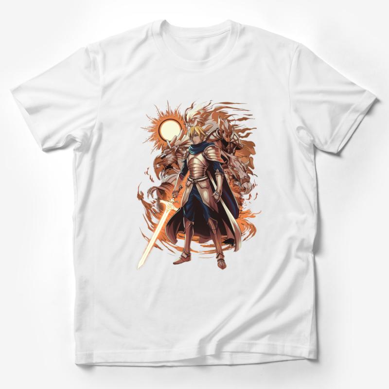 Fantasy Warrior Graphic Tee, Men's Character Art T-Shirt, Unique Anime Style Shirt, Fire Mage Design, Casual Wear Male T-Shirt