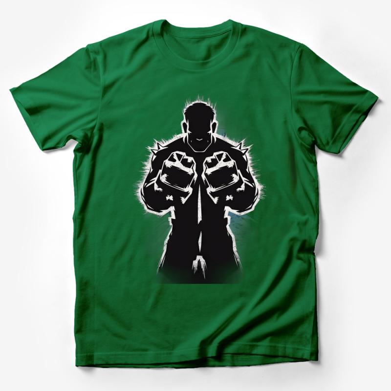 Urban Style Superhero T-shirt, Bold Silhouette Graphic Tee, Casual Streetwear, Unisex Attire for All Ages, Unique Design Top Male T-Shirt